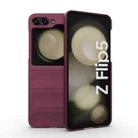 For Samsung Galaxy Z Flip5 5G Magic Shield Fold PC Shockproof Phone Case(Wine Red) - 1