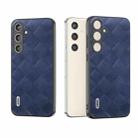For Samsung Galaxy S24 5G ABEEL Weave Plaid PU Phone Case(Blue) - 1