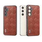 For Samsung Galaxy S24+ 5G ABEEL Weave Plaid PU Phone Case(Brown) - 1