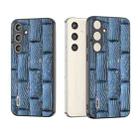 For Samsung Galaxy S24 5G ABEEL Genuine Leather Mahjong Texture Series Phone Case(Blue) - 1