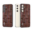 For Samsung Galaxy S24 5G ABEEL Genuine Leather Mahjong Texture Series Phone Case(Brown) - 1