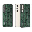 For Samsung Galaxy S24 5G ABEEL Genuine Leather Mahjong Texture Series Phone Case(Green) - 1