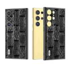 For Samsung Galaxy S24 Ultra 5G ABEEL Genuine Leather Mahjong Texture Series Phone Case(Black) - 1