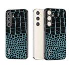 For Samsung Galaxy S24+ 5G ABEEL Genuine Leather Crocodile Pattern Phone Case with Holder(Blue) - 1