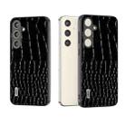 For Samsung Galaxy S24+ 5G ABEEL Genuine Leather Crocodile Pattern Phone Case with Holder(Black) - 1