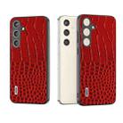 For Samsung Galaxy S24 5G ABEEL Genuine Leather Crocodile Pattern Phone Case with Holder(Red) - 1