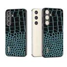 For Samsung Galaxy S24 5G ABEEL Genuine Leather Crocodile Pattern Phone Case with Holder(Blue) - 1