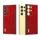 For Samsung Galaxy S24 Ultra 5G ABEEL Genuine Leather Crocodile Pattern Phone Case with Holder(Red) - 1