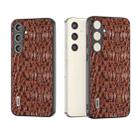 For Samsung Galaxy S24+ 5G ABEEL Genuine Leather Sky Series Phone Case with Holder(Brown) - 1