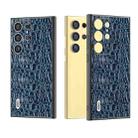 For Samsung Galaxy S24 Ultra 5G ABEEL Genuine Leather Sky Series Phone Case with Holder(Blue) - 1