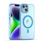 For iPhone 14 Plus MagSafe Frosted Translucent TPU + PC Full Coverage Phone Case(Blue) - 1