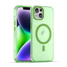 For iPhone 14 Plus MagSafe Frosted Translucent TPU + PC Full Coverage Phone Case(Green) - 1