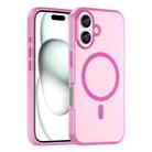 For iPhone 16 MagSafe Frosted Translucent TPU + PC Full Coverage Phone Case(Pink) - 1