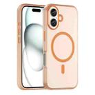 For iPhone 16 MagSafe Frosted Translucent TPU + PC Full Coverage Phone Case(Orange) - 1