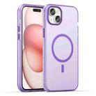 For iPhone 15 Plus MagSafe Frosted Translucent TPU + PC Full Coverage Phone Case(Dark Purple) - 1