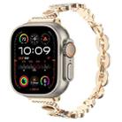 For Apple Watch Ultra 2 49mm Leopard Rhinestones Metal Chain Watch Band(Gold) - 1