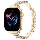 For Apple Watch Series 9 45mm Leopard Rhinestones Metal Chain Watch Band(Gold) - 1