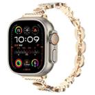 For Apple Watch Ultra 49mm Leopard Rhinestones Metal Chain Watch Band(Gold) - 1