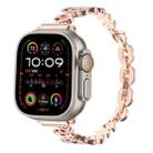 For Apple Watch Ultra 49mm Leopard Rhinestones Metal Chain Watch Band(Rose Gold) - 1