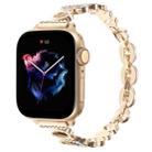 For Apple Watch Series 4 40mm Leopard Rhinestones Metal Chain Watch Band(Gold) - 1
