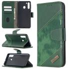 For Samsung Galaxy A21 Matching Color Crocodile Texture Horizontal Flip PU Leather Case with Wallet & Holder & Card Slots(Green) - 1