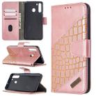 For Samsung Galaxy A21 Matching Color Crocodile Texture Horizontal Flip PU Leather Case with Wallet & Holder & Card Slots(Rose Gold) - 1