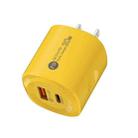 PD20W Type-C + USB QC3.0 Charging Charger, Plug Type:US Plug(Yellow) - 1