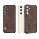 For Samsung Galaxy S24+ 5G ABEEL Elegant Series PU Leather Black Edge Phone Case(Coffee) - 1