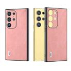 For Samsung Galaxy S24 Ultra 5G ABEEL Elegant Series PU Leather Black Edge Phone Case(Pink) - 1