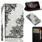 For iPhone 11 Pro Max 3D Painting Pattern Horizontal Flip TPU + PU Leather Case with Holder & Card Slots & Wallet & Lanyard(Diagonal Black Flower) - 1