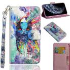 For iPhone 11 Pro 3D Painting Pattern Horizontal Flip TPU + PU Leather Case with Holder & Card Slots & Wallet & Lanyard(Watercolor Owl) - 1