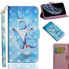 For iPhone 11 Pro 3D Painting Pattern Horizontal Flip TPU + PU Leather Case with Holder & Card Slots & Wallet & Lanyard(Three Butterfly) - 1