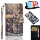 For iPhone 11 3D Painting Pattern Horizontal Flip TPU + PU Leather Case with Holder & Card Slots & Wallet & Lanyard(Cat Tiger) - 1