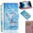 For iPhone SE 2022 / SE 2020 / 8 / 7 3D Painting Pattern Horizontal Flip TPU + PU Leather Case with Holder & Card Slots & Wallet & Lanyard(Three Butterfly) - 1