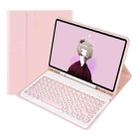 For Samsung Galaxy Tab S9 FE Candy Color TPU Round Keycap Bluetooth Keyboard Leather Case with Pen Slot(Pink) - 1