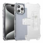 For iPhone 15 Pro Max Frosted PC+TPU Phone Case with Back Clip(Transparent Blue) - 1