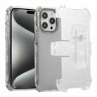 For iPhone 15 Pro Max Frosted PC+TPU Phone Case with Back Clip(Transparent Black) - 1