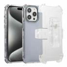 For iPhone 15 Pro Frosted PC+TPU Phone Case with Back Clip(Transparent Blue) - 1