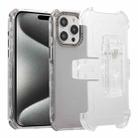 For iPhone 15 Pro Frosted PC+TPU Phone Case with Back Clip(Transparent Black) - 1