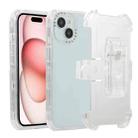 For iPhone 15 Frosted PC+TPU Phone Case with Back Clip(White) - 1