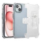 For iPhone 15 Frosted PC+TPU Phone Case with Back Clip(Transparent Blue) - 1