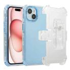 For iPhone 15 Frosted PC+TPU Phone Case with Back Clip(Sky Blue) - 1