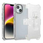 For iPhone 14 Frosted PC+TPU Phone Case with Back Clip(Transparent Black) - 1