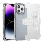 For iPhone 14 Pro Frosted PC+TPU Phone Case with Back Clip(Transparent Blue) - 1