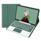 For Samsung Galaxy Tab S9 FE Candy Color TPU Round Keycap Touch Bluetooth Keyboard Leather Case(Dark Green) - 1