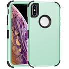 For iPhone XS Max 3 in 1 All-inclusive Shockproof Airbag Silicone + PC Case(Green) - 1