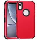 For iPhone XR 3 in 1 All-inclusive Shockproof Airbag Silicone + PC Case(Red) - 1