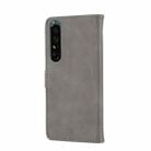 For Sony Xperia 5 VI Embossed Happy Cat Pattern Flip Leather Phone Case(Grey) - 3