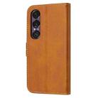For Sony Xperia 1 VII Embossed Happy Cat Pattern Flip Leather Phone Case(Yellow) - 3
