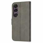 For Sony Xperia 1 VII Embossed Happy Cat Pattern Flip Leather Phone Case(Grey) - 3